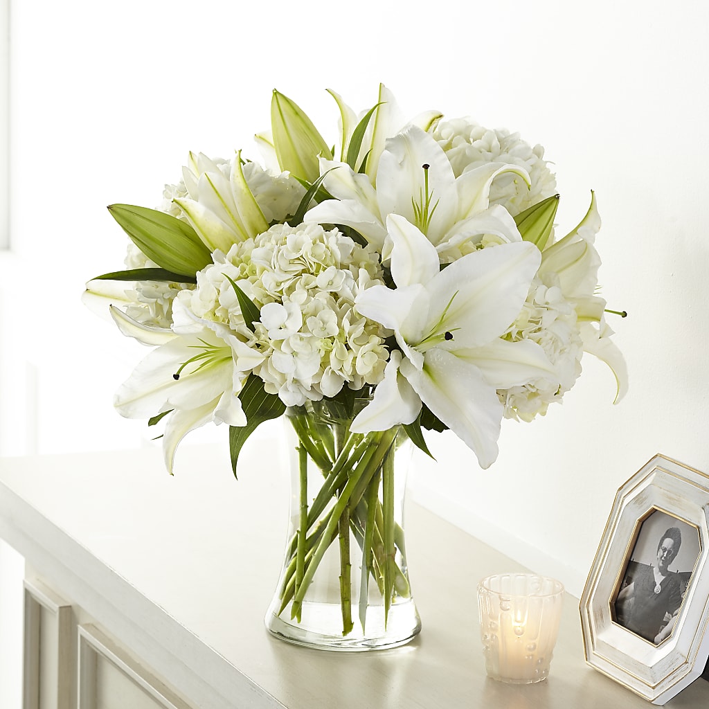 white lily bouquet near me Compassionate Lily Bouquet – white flower arrangement | Pleasanton, CA
