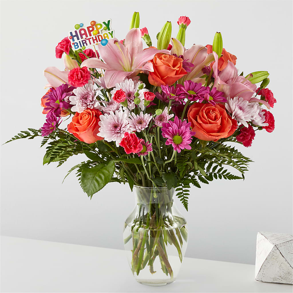 Light of My Life Bouquet & Happy Birthday Topper – Safeway, Pleasanton CA