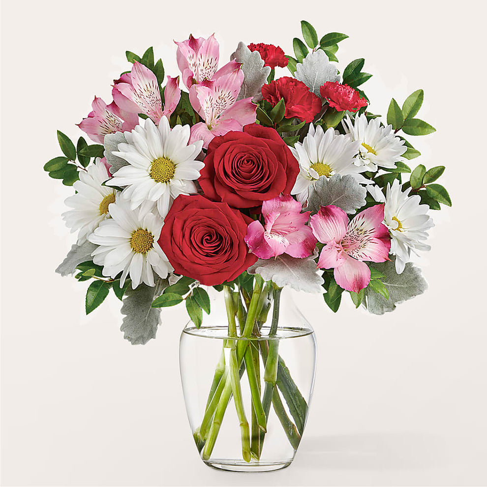 Sugary Sweet Bouquet – pink, red, white flower arrangement | Pleasanton ...