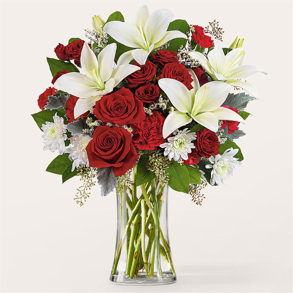 Floral Symphony Bouquet – red, white flower arrangement | Pleasanton ...